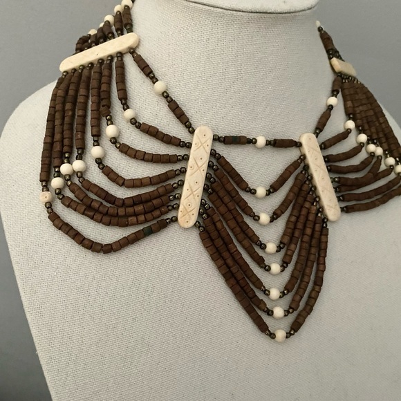 NEW Free People Silver Sage Collar Necklace Wood - Picture 4 of 7